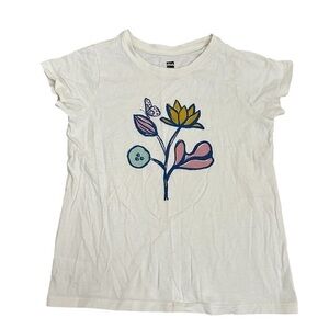 Tea Collection White Tee with Floral and Butterfly Design